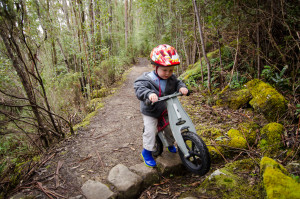 First bike ride in the forest.