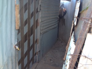 Makeshift house made from metal sheeting.