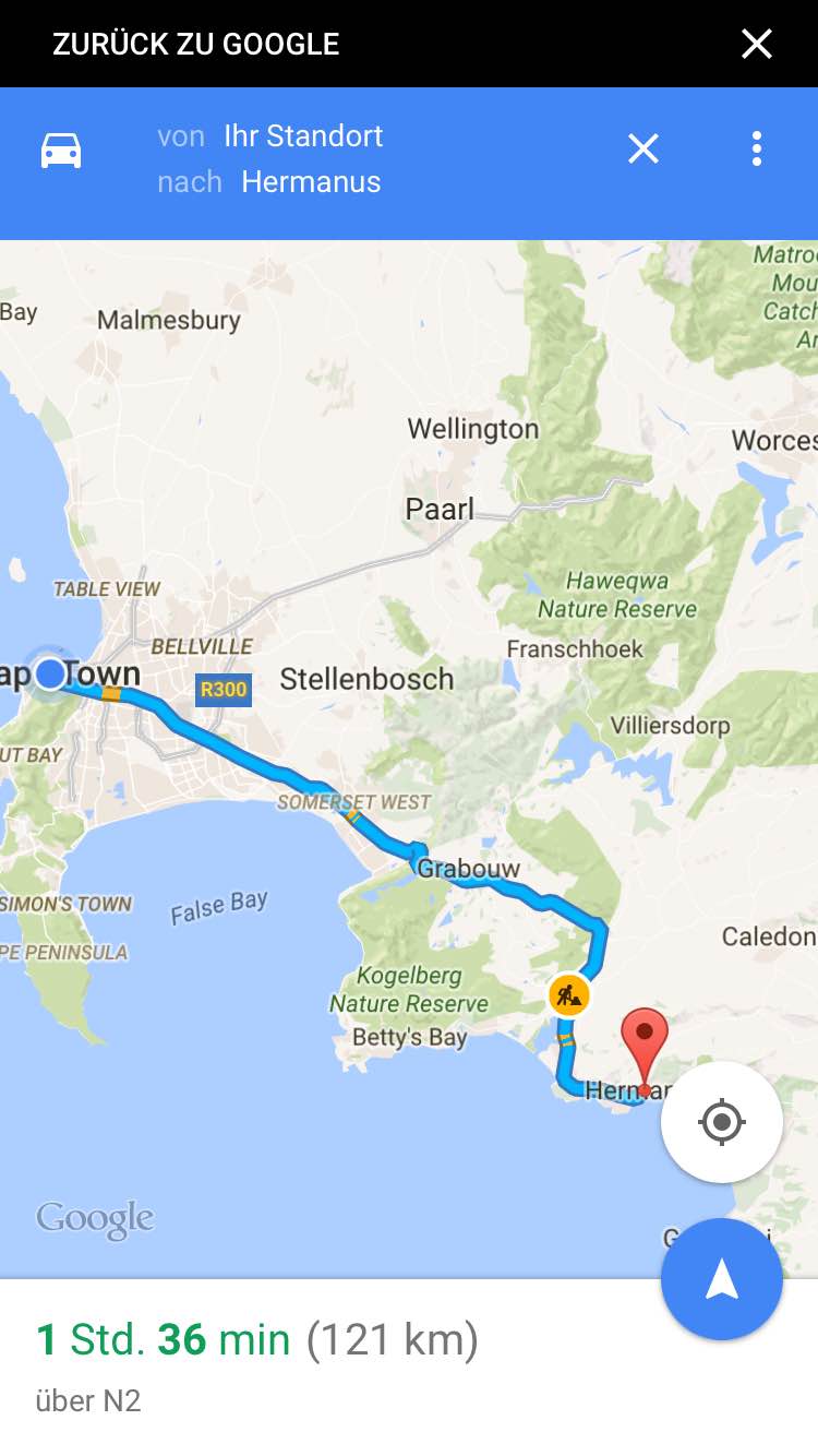 View of route 1 to Hermanus.