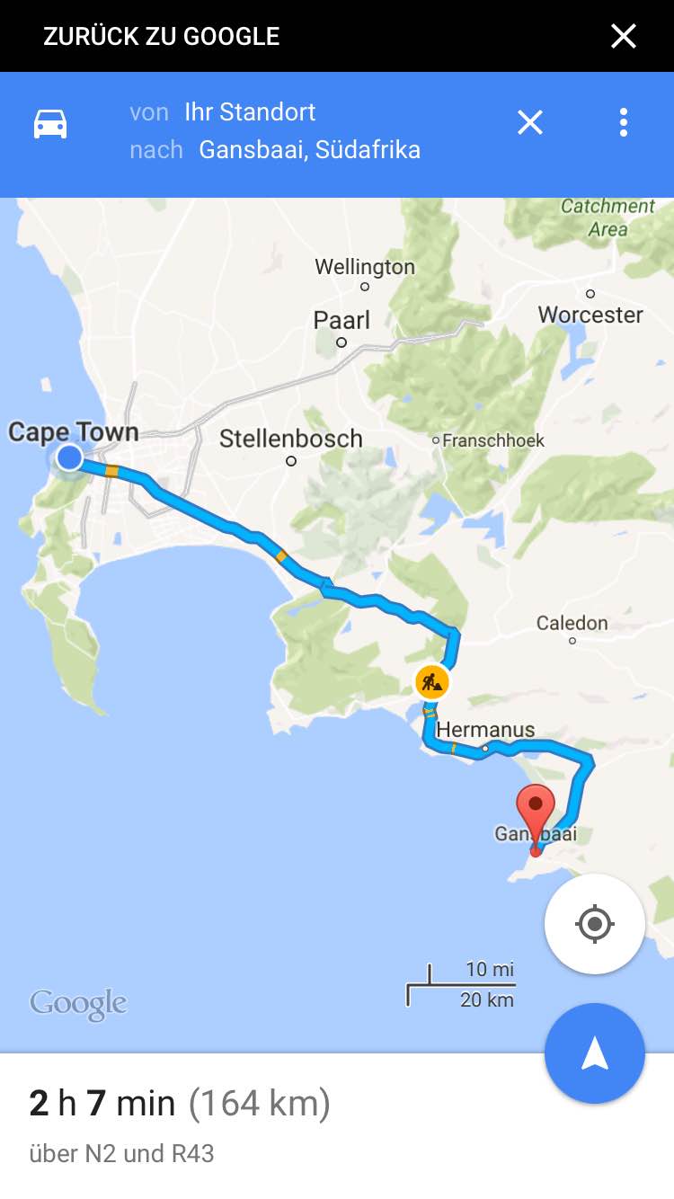 View of route 2 to Gansbaai.