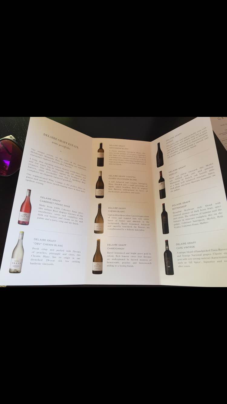 Wine Tour Wine List.